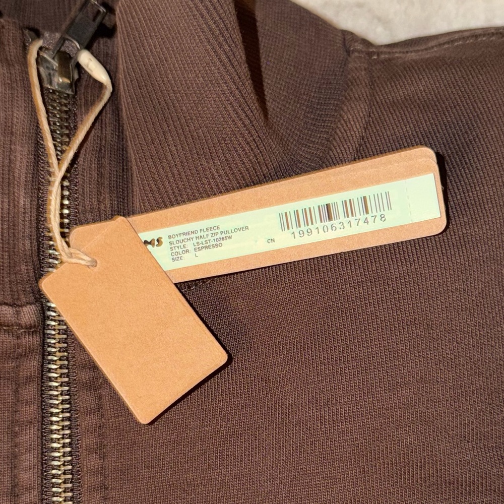 NWT SKIMS Boyfriend Fleece Slouchy Half Zip in Espresso - Picture 5 of 5